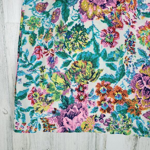 NWT Color Block Floral Printed Fringed Racerback Tank Top Women's Size Large - Picture 6 of 10